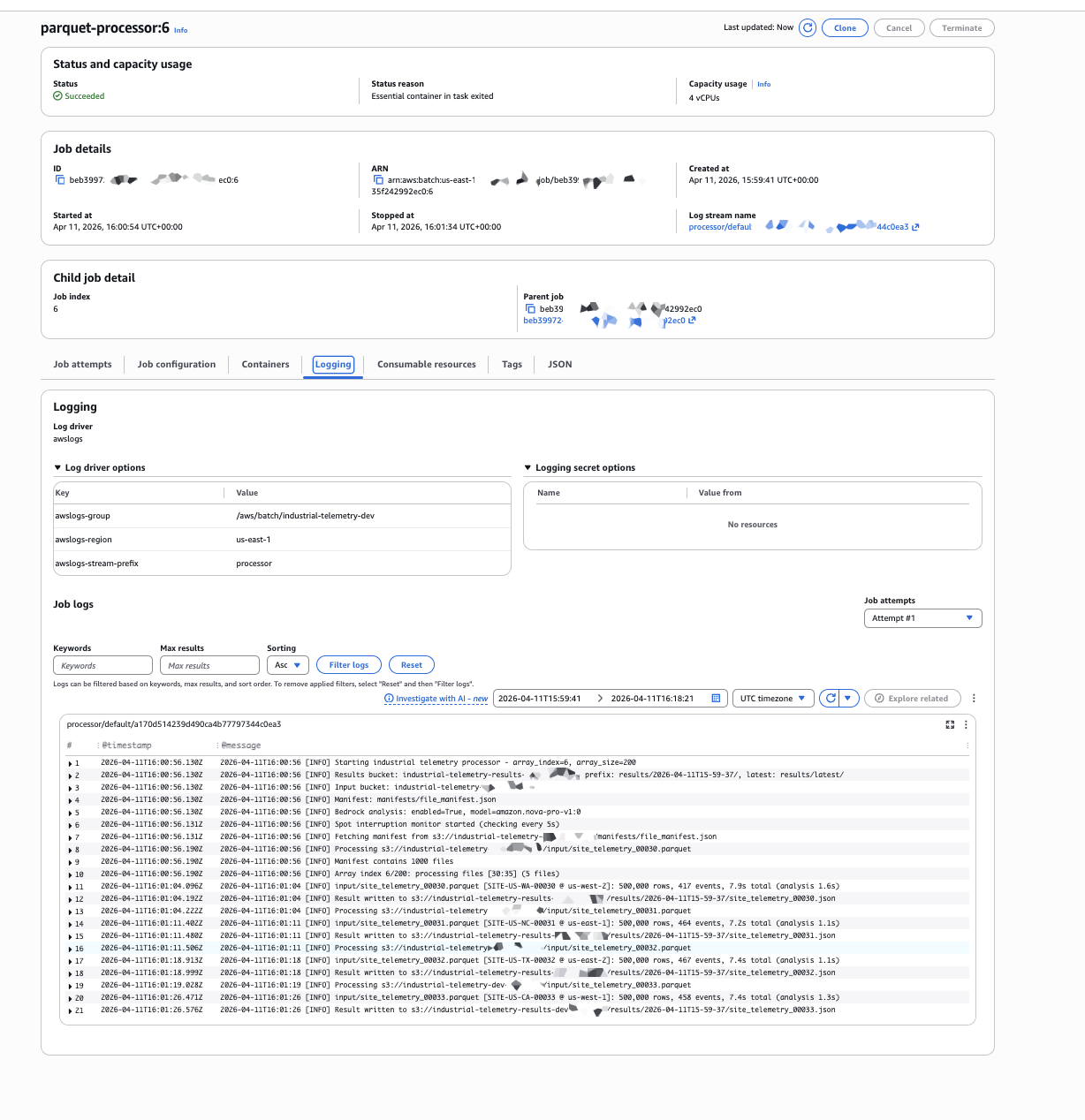 Logs from Job Logs from Job