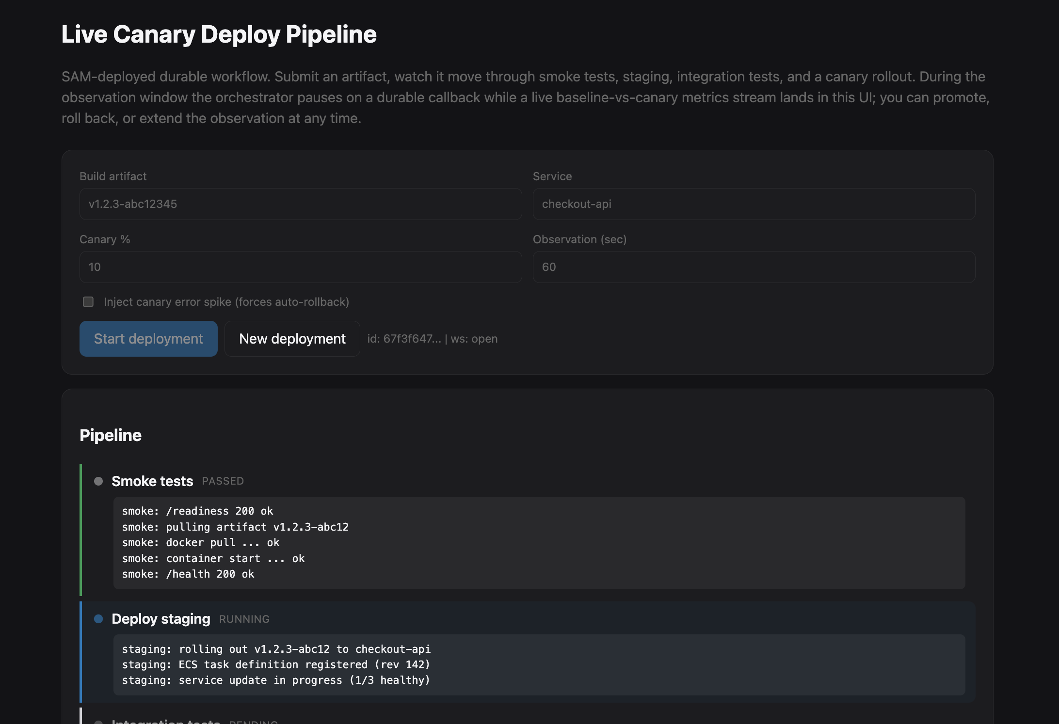 Live Canary Deployment Pipeline